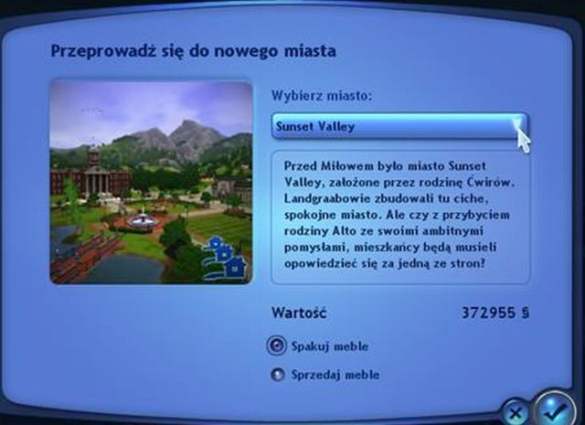Menu przeprowadzki do nowego otoczenia - Inne nowości | Dodatkowe informacje | The Sims 3 Rajska wyspa - The Sims 3: Rajska wyspa - poradnik do gry