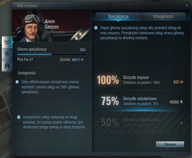 Karta oficera załogi - Załoga | Podstawy rozgrywki w World of Warplanes - World of Warplanes - poradnik dla początkujących