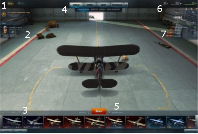 Menu gry - Hangar | Podstawy rozgrywki w World of Warplanes - World of Warplanes - poradnik dla początkujących