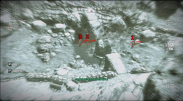 Drugi wrażliwy moment pokazany został na dołączonym screenie i dotyczy on bojowników podróżujących na samym przodzie - Przedostanie się do miejsca przejęcia kontroli nad dronem | Misja 2 - Forteca partyzantów - Tom Clancys Splinter Cell: Blacklist - poradnik do gry