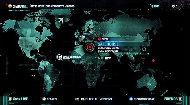 Okno wyboru misji - Poradnik do gry - Mobilne centrum dowodzenia - Paladyn | Splinter Cell Blacklist - Tom Clancys Splinter Cell: Blacklist - poradnik do gry