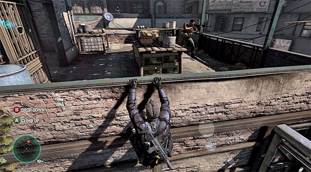 Pierwszy napotkany przeciwnik - Dotarcie w okolice posterunku policji | Misja 1 - Kryjówka - Tom Clancys Splinter Cell: Blacklist - poradnik do gry