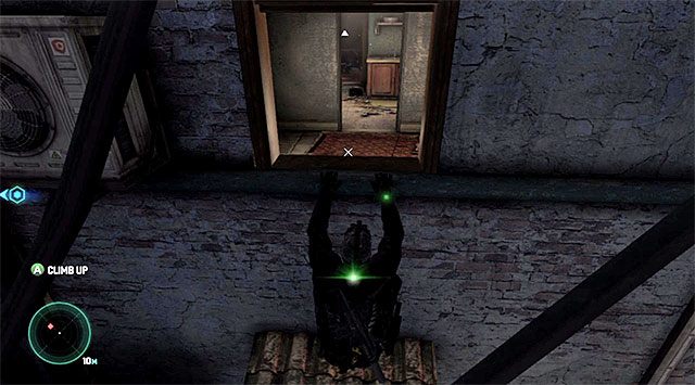 Okiennica na końcu gzymsu - Dotarcie w okolice posterunku policji | Misja 1 - Kryjówka - Tom Clancys Splinter Cell: Blacklist - poradnik do gry