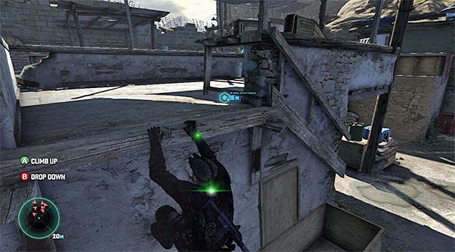 Dach budynku w środkowej części wioski - Zlokalizowanie źródła transmisji | Misja 2 - Forteca partyzantów - Tom Clancys Splinter Cell: Blacklist - poradnik do gry