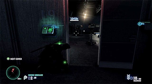Nie wkraczaj do głównej sali, bo byłoby to oczywiście bardzo ryzykowne - Dokonanie sabotażu systemów obronnych bunkra | Misja 12 - Obiekt F - Tom Clancys Splinter Cell: Blacklist - poradnik do gry