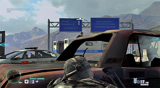 Przeciwnik monitorujący okolice celu misji - Misja 2 - Przejście graniczne | Dodatkowe misje - Grim | Splinter Cell Blacklist - Tom Clancys Splinter Cell: Blacklist - poradnik do gry