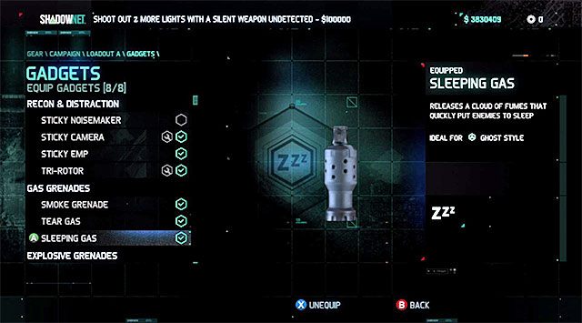 Przy dobieraniu gadżetów pamiętaj o tym, że dysponujesz limitowaną pojemnością inwentarza - Gadżety | Wyposażenie Fishera i ulepszenia samolotu | Splinter Cell Blacklist - Tom Clancys Splinter Cell: Blacklist - poradnik do gry