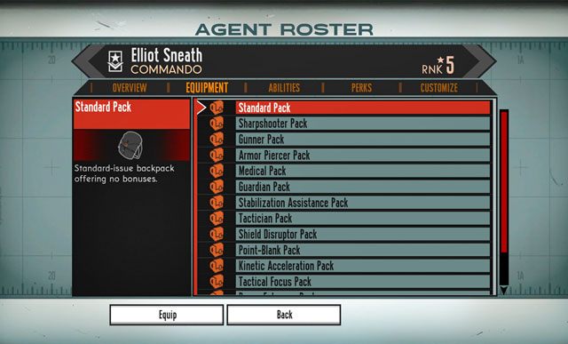 Lista prezentuje się imponująco. - Plecaki - The Bureau: XCOM Declassified - poradnik do gry