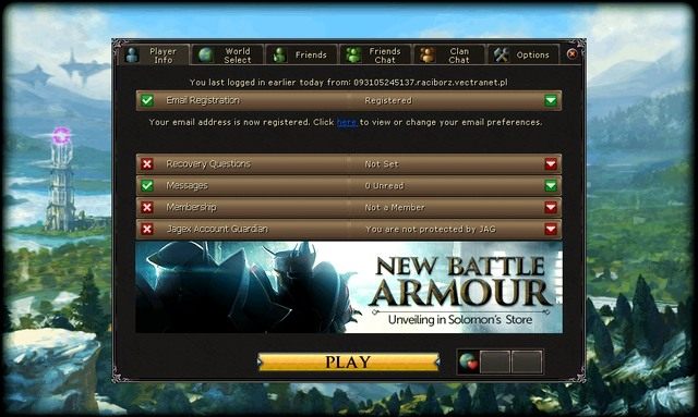 Po stworzeniu naszej postaci ukaże się nam okno logowania - Poradnik do gry - Tworzenie postaci | RuneScape 3 - RuneScape 3 - poradnik dla początkujących