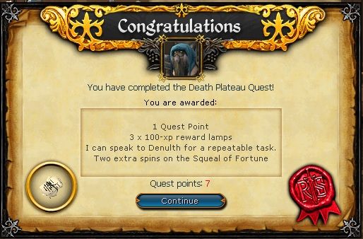 Niektóre zadania takie jak Death Plateau jako nagrodę dają także możliwość sprawdzenia działania minigier (w tym przypadku Squeal of Fortune) - Opis zadań | RuneScape 3 - RuneScape 3 - poradnik dla początkujących