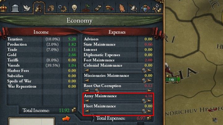 Wojsko oraz forty potrafią kosztować lwią część miesięcznego przychodu - Europa Universalis 4: Porady na start - Europa Universalis 4 - poradnik do gry