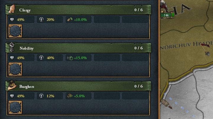 W grze EU4 rozróżniamy trzy podstawowe stany: duchowieństwo, szlachtę oraz mieszczaństwo - Europa Universalis 4: Stany mieszczańskie - Europa Universalis 4 - poradnik do gry