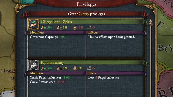 Przywileje dają Wam bonusy, które są aktywne do momentu, gdy cofniemy dany przywilej - Europa Universalis 4: Stany mieszczańskie - Europa Universalis 4 - poradnik do gry