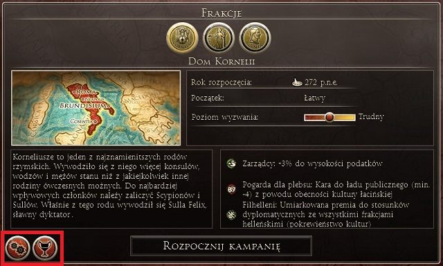 Teraz wystarczy ustawić poziom wyzwania za pomocą suwaka (początkujący gracze mogą śmiało wybrać łatwy) i rozpocząć kampanię - Nowa kampania w Total War Rome II | Początek - Total War: Rome II - poradnik do gry