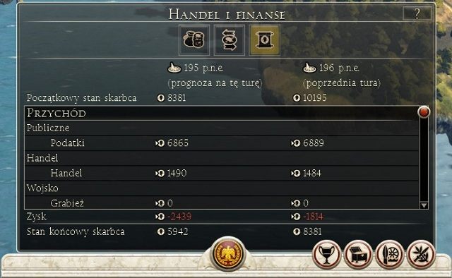 Jedyną częścią interaktywną tego okna jest możliwość ustalenia wysokości podatków - Handel i finanse w Total War Rome II | Mapa strategiczna - Total War: Rome II - poradnik do gry