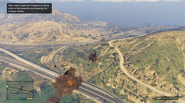 Nie wykonuj gwałtownych skrętów, tak by Lester mógł na spokojnie namierzać śmigłowce - GTA 5: Wielka fucha 2, oczywisty wariant (Obvious) - solucja - GTA 5 - poradnik do gry
