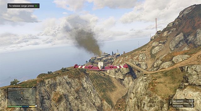 Wypatruj miejsca zrzucenia paczki - GTA 5: Hangar polowy McKenziego, Nieruchomości - solucja, wszystkie misje - GTA 5 - poradnik do gry