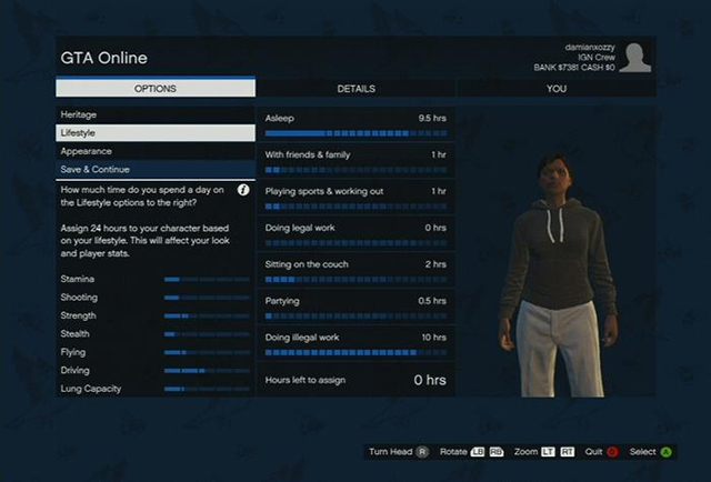 Ustawianie współczynników umiejętności - GTA Online: Tworzenie postaci - porady - GTA 5 - poradnik do gry