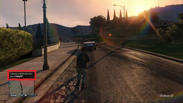 Informacja o nagrodzie wyświetli się w nad radarem w lewym dolnym rogu - GTA Online: Nagroda za głowę - porady - GTA 5 - poradnik do gry