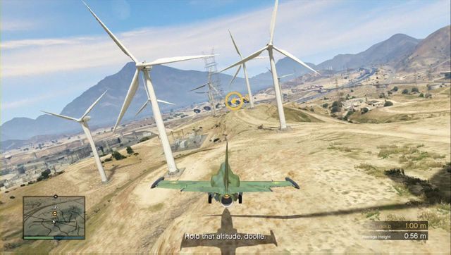 Najniebezpieczniejsza okazać się może końcówka lotu, gdzie znajdują się elektrownie wiatrowe - GTA Online: Wyzwania 6-10, Szkoła Latania San Andreas (DLC) - solucja - GTA 5 - poradnik do gry