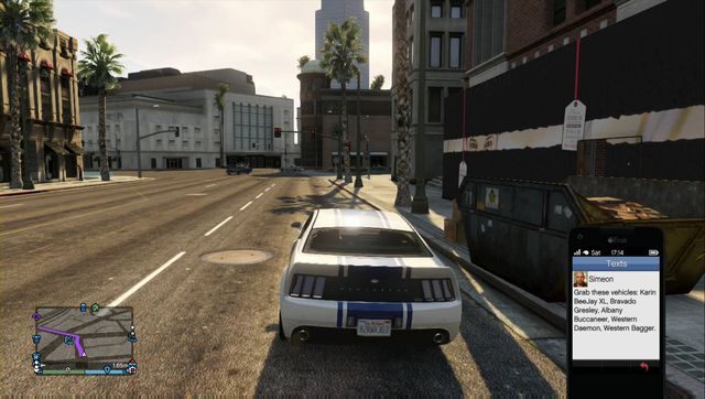 Lista poszukiwanych samochodów zapisana jest w SMSie od Simeona - GTA Online: Samochody dla Simeona, Dzienne zadania - solucja - GTA 5 - poradnik do gry
