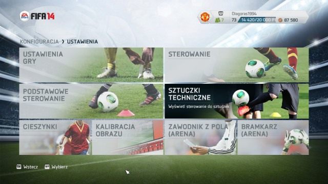 Sterownie możemy oczywiście zmieniać w menu Konfiguracja, wybierając pozycję Ustawienia - Porady dla grających na klawiaturze | Sterowanie w FIFA 14 - FIFA 14 - poradnik do gry