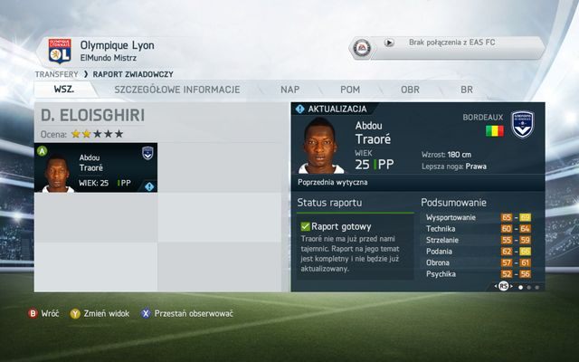 Raport zwiadowczy pozwala nam odsłonić szereg tajemnic związanych z zawodnikiem, na którego zarzuciliśmy swoje transferowe sieci - Transfery i globalna sieć transferów | Tryb kariery menedżerskiej w FIFA 14 - FIFA 14 - poradnik do gry