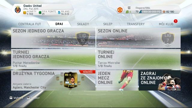 W zależności od tego czy wolimy grę z żywymi przeciwnikami czy z botami, wybieramy interesującą nas opcję - Rozgrywki | FIFA Ultimate Team w FIFA 14 - FIFA 14 - poradnik do gry