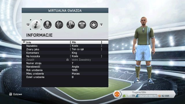 W kolejnej zakładce możemy dowolnie modyfikować wygląd naszej gwiazdy, a także zaimplementować twarz stworzoną w aplikacji Game Face - Tworzenie zawodnika | Wirtualne kluby w FIFA 14 - FIFA 14 - poradnik do gry