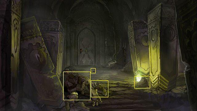 Następnie ożyw kamiennego strażnika (po lewej) - Wyrwij drzwi z zawiasów | Rozdział I Memoria - Memoria - poradnik do gry