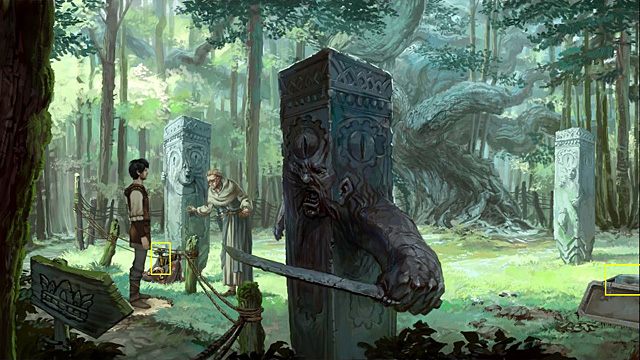 Przy tym bardziej po lewej leży torba, w której znajduje się młotek, ale Owlric oczywiście nie pozwala go zabrać - Usuń maskę z kamiennego filaru | Rozdział II Memoria - Memoria - poradnik do gry