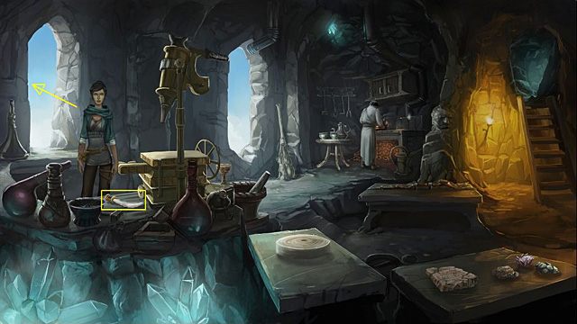 Teraz wleć do laboratorium przez prawe okno i szybciutko zakoś z blatu swój sztylet, po czym natychmiast opuść pomieszczenie przez to samo okno - Przekonaj admirała do udziału Sadji w bitwie | Rozdział V Memoria - Memoria - poradnik do gry