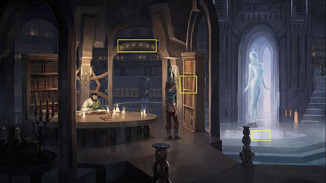 Przejdź do czytelni i potraktuj kulą żywiołów ( - Zgromadź duchy wszystkich żywiołów i znajdź trzy sekretne komory | Rozdział V - Memoria - poradnik do gry