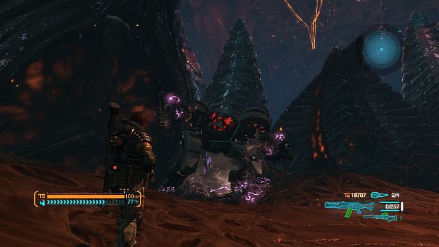 Kilka celnych strzałów we wspomniane powyżej miejsca spowoduje coś w rodzaju zwarcia (screen) - Misja finałowa - Powstrzymanie Isenberga i sił NEVECU | Opis przejścia i zadania poboczne - Lost Planet 3 - poradnik do gry