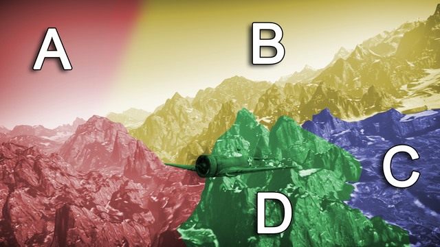 Dobrym zwyczajem jest podział mapy na kilka sektorów - Alpejskie Łąki w War Thunder | Mapy - samoloty - War Thunder - poradnik dla początkujących