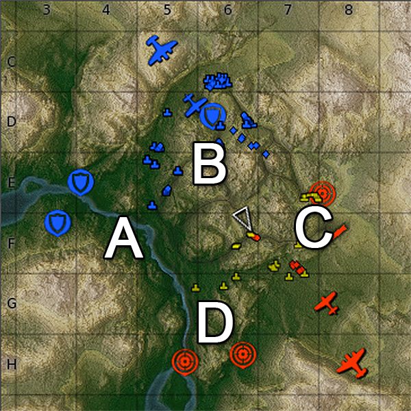 Rozłożenie jednostek lądowych - Alpejskie Łąki w War Thunder | Mapy - samoloty - War Thunder - poradnik dla początkujących