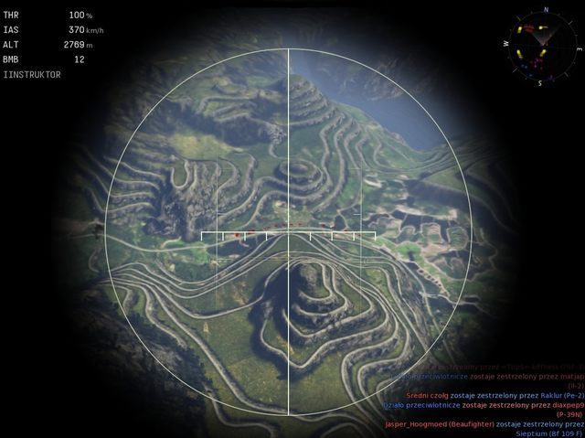 Obrazek przedstawia widok z kamery bombowej bombowca. - Sztuka latania Bombowcem w War Thunder | Mechanika Gry - War Thunder - poradnik dla początkujących