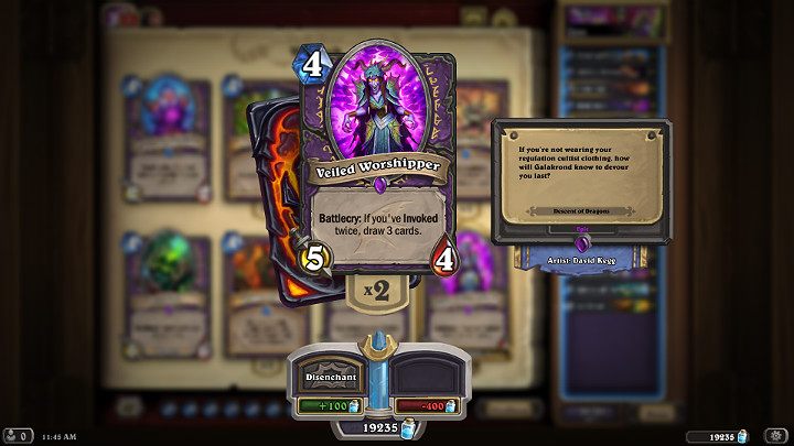 Zamaskowana Czcicielka to jedna z nowych jednostek, która została dodana do Herthstone wraz z rozszerzeniem Wejście Smoków - Czarnoksiężnik - dobra talia - Wejście Smoków - Hearthstone: Heroes of Warcraft - porady i polecane decki