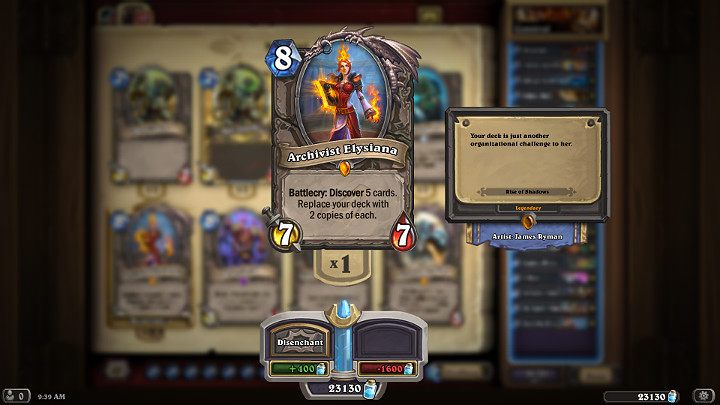 Archiwistka Elizjana to neutralny Legendarny stronnik dodany w rozszerzeniu Wyjście z Cienia - Wojownik w Hearthstone - dobra talia - Wyjście z Cienia - Hearthstone: Heroes of Warcraft - porady i polecane decki