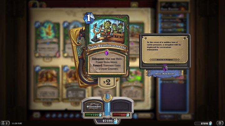 Karty z Zadaniami Pobocznymi posiadają różne efekty, w zależności od klasy postaci - Hearthstone Popioły Rubieży: Łowca - dobra talia - Hearthstone: Heroes of Warcraft - porady i polecane decki