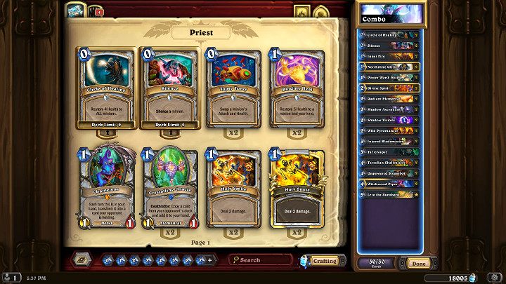 Niniejsza talia dla klasy Kapłana w grze Hearthstone skupia się między innymi na wykorzystaniu kombinacji czarów zwiększających pulę zdrowia stronników (Słowo Mocy: Tarcza, Boski Duch), aby później wyrównać punkty ataku do wartości punktów zdrowia przy pomocy czaru Wewnętrzny Żar - Najlepsze talie w Hearthstone Projekt Hukatomba - kapłan i łowca - Hearthstone: Heroes of Warcraft - porady i polecane decki