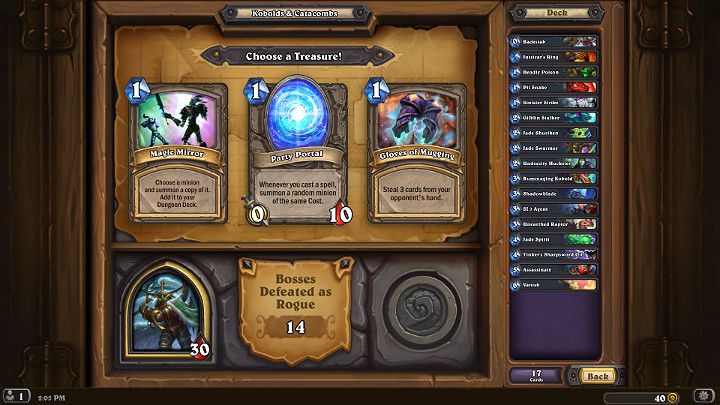 Po pokonaniu 1,3,5 i 7 Bossa, Gracz ma do wyboru jeden z 3 potężnych Skarbów - Koboldy i Katakumby - dodatek w Hearthstone - Hearthstone: Heroes of Warcraft - porady i polecane decki