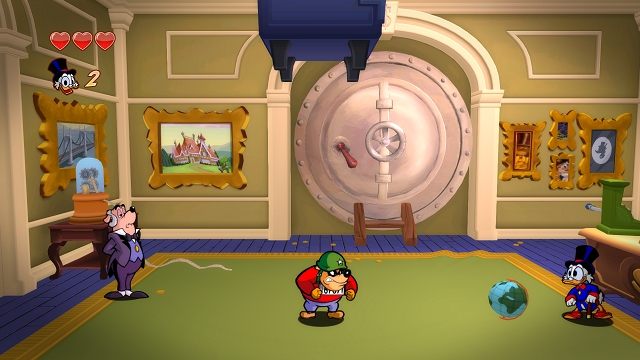 No jak chcesz pieniędzy, to nie ma sprawy. Łap! - Pojedynek z szefem włamywaczy | Prolog i Skarbiec Sknerusa DuckTales - DuckTales Remastered - poradnik do gry