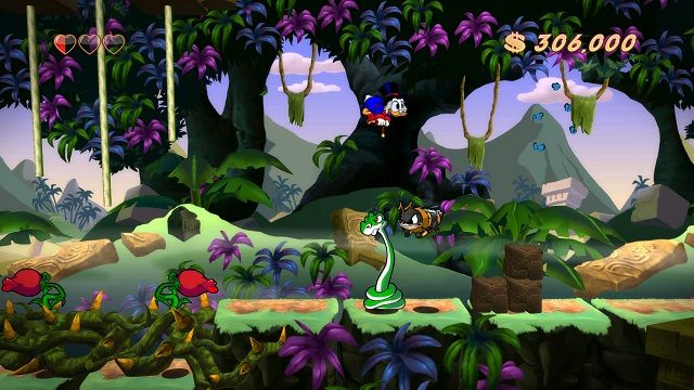 Nieraz przeskakiwanie wrogów pozwala uniknąć ewentualnych obrażeń. - Dżungla | Amazonia | DuckTales - DuckTales Remastered - poradnik do gry