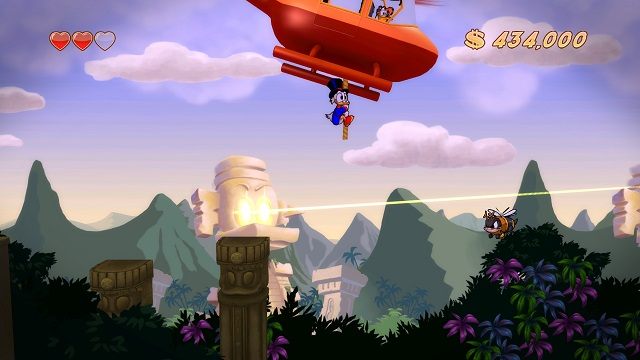 Oby nikomu nie przyszło do głowy puścić się liny, gdy na dole nie ma stabilnego gruntu... - Droga na szczyt i lot helikopterem | Amazonia | DuckTales - DuckTales Remastered - poradnik do gry