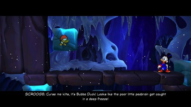 Dobrze, że to tylko zamarznięty jaskiniowiec, a nie na przykład mamut. - Lodowe czeluści | Himalaje | DuckTales - DuckTales Remastered - poradnik do gry
