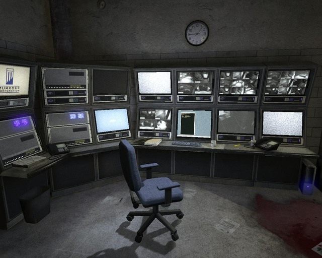 Pokój ochrony widać, że nie przesadzali z zabezpieczeniami - Administration Block | Solucja Outlast - Outlast - poradnik do gry