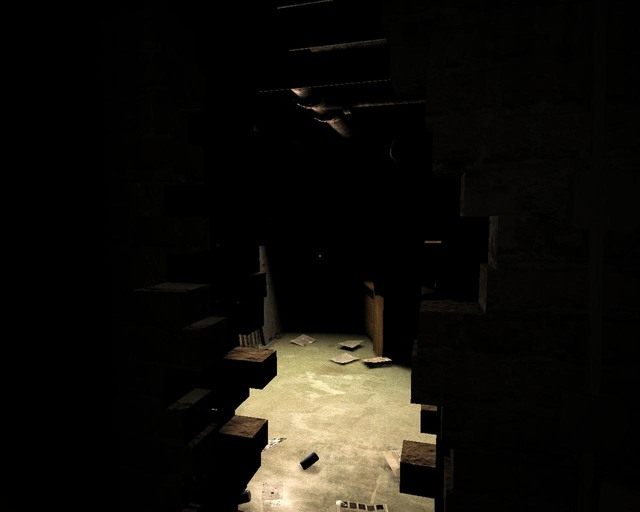 Szpara w ścianie, dzięki takiej możesz się przecisnąć dalej - Administration Block | Solucja Outlast - Outlast - poradnik do gry