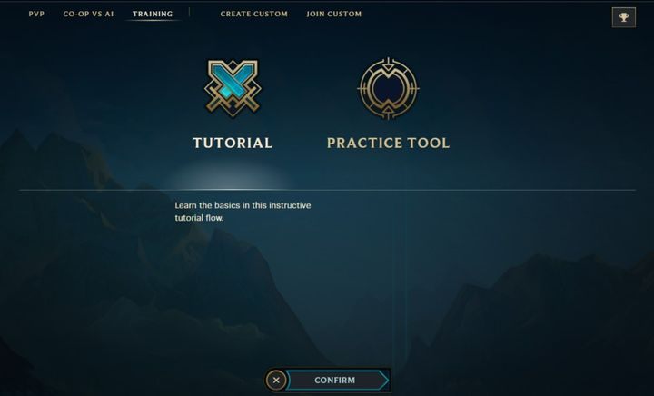 W zakładce trening można dołączyć do dwóch trybów gry - Tutorial oraz Tryb treningowy - Rodzaje rozgrywek w League of Legends, tryby gry - League of Legends - poradnik do gry
