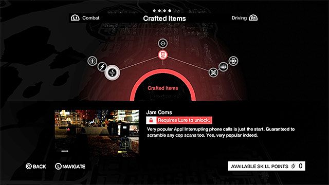 Cała jedna kategoria zdolności jest powiązana z wytwarzaniem przedmiotów - Ogólne założenia | Wytwarzanie przedmiotów w Watch Dogs - Watch Dogs 1 - poradnik do gry
